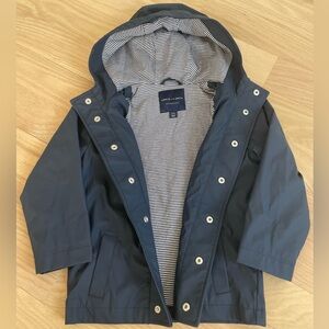 Janie & Jack preppy navy blue rain jacket with a striped lining classic Size 3-4